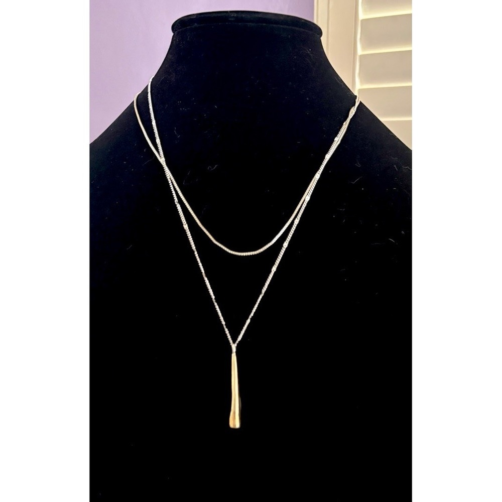 Jenny Bird Leana Pendant Double Chain Necklace Silver Tone Gold Tone Pendant